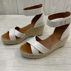 Franco Sarto Carlotta Espadrille Wedge Sandal, Putty.  Size 8